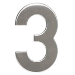 Číslo "3", 50 mm, samolepící, nerez