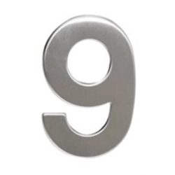 Číslo "9", 50 mm, samolepící, nerez
