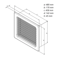 Mřížka krbová uzavíratelná s rámečkem a síťovinou LKM, 170 x 490 mm, bílý lak 0719