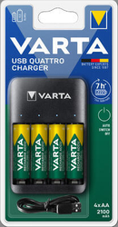 Quattro USB Charger + 4 AA 2100 mAh R2U 