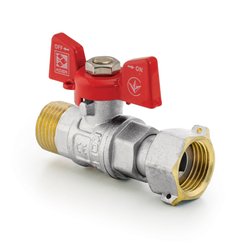 Kulový kohout s převlečnou maticí, přímý, motýl,červený, KR.220 3/4"FM | KR.220 3/4"FM