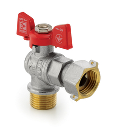 Kulový kohout s převlečnou maticí, rohový, motýl, červený, KR.221 1/2"FM | KR.221 1/2"FM