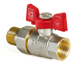 Kulový kohout se šroubením, přímý, motýl, červený, KR.227 3/4"FM | KR.227 3/4"FM