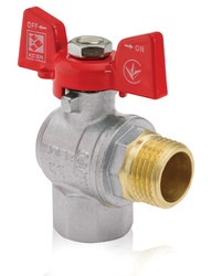 Kulový kohout motýl, rohový, červený, KR.208 1/2"FM | KR.208 1/2"FM