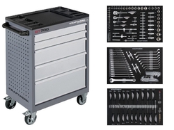 Dílenský vozík BT700 5 zásuvek + nářadí 3 moduly 152ks Basic Line