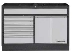 Dílenská skříň spodní 7 zásuvek, 2 dveře 1360x458x910mm MOBILIO GREY dílenský nábytek