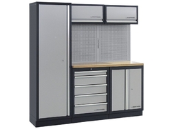 Dílenská stěna 1960x488x2000mm, deska Multiplex MOBILIO GREY dílenský nábytek