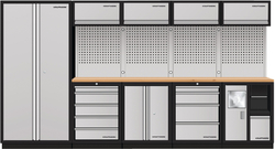 Dílenská stěna 3635x488x2000mm, deska Multiplex MOBILIO GREY dílenský nábytek