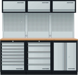 AKCE KW Dílenská stěna 2040x488x2000mm, deska Multiplex MOBILIO GREY dílenský nábytek