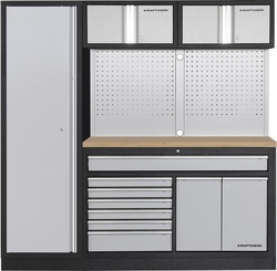 Dílenská stěna 1960x488x2000mm, deska Multiplex MOBILIO GREY dílenský nábytek