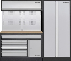 Dílenská stěna 2275x488x2000mm, deska Multiplex MOBILIO GREY dílenský nábytek