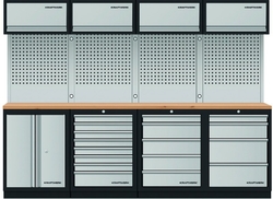 Dílenská stěna 2720x488x2000mm, deska Multiplex MOBILIO GREY dílenský nábytek