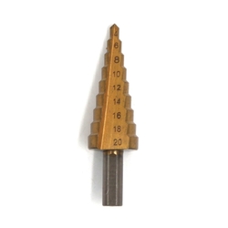 Vrták do kovu stupňovitý HSS, ∅4-20mm, TiN, HRC 60-63 | 07-01-4420
