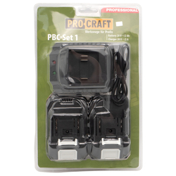 Sada baterie 20V 2Ah (2 ks) + 1 nabíječka Procraft PBC-Set 1 | PBC-Set 1