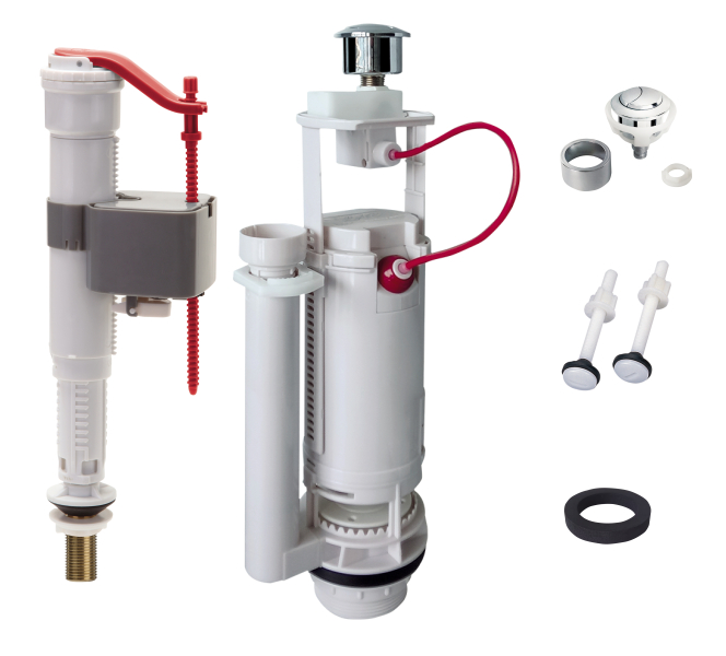 Splachovací souprava: vypouštěcí ventil dvoutlačitkový + napouštěcí ventil s univerzálním připojením | KT-0301-3/8"