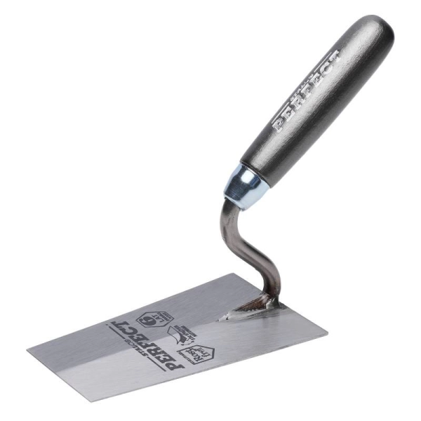 Lžíce zednická lichoběžníková, 140 mm nerez, kalená, dřevěná rukojěť, STALCO PERFECT